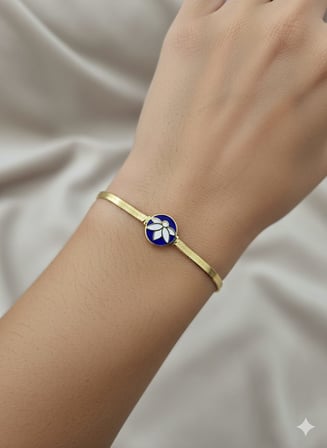 925 Ayar Lotus Çiçeği İtalyan Bileklik.rose.gold.rodaj