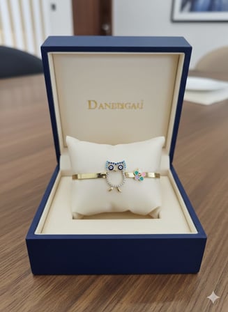 925 Ayar İtalyan Yassı Zincir Baykuş Bileklik.rose.gold.rodaj