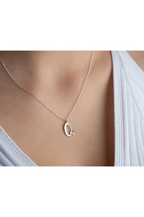 925 Ayar Kesim Harf Kolye.rose.gold.rodaj