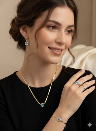925 Ayar Patentli Gece Fosforu İtalyan Lotus Set.rose.gold.rodaj