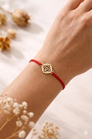 925 Ayar Gümüş Kırmızı İpli Kök Çakra Makrome Beraberlik Bileklik.rose.gold.rodaj