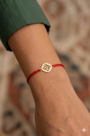 925 Ayar Gümüş Kırmızı İpli Kök Çakra Makrome Beraberlik Bileklik.rose.gold.rodaj