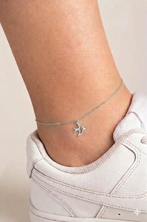 Orjinal 14 Ayar Altın Minimal Kırlangıç Altın Halhal.rose.gold.rodaj Renk Seçeneğiyle