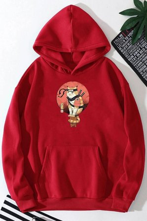 Unisex Shinobi Kedi Baskılı Sweatshirt