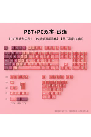 Klavye Keycaps Tuş Başlıkları, 153 Tuş, PBT Boya Süblimasyonlu PC Mekanik Klavye Uyumludur.