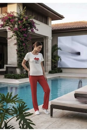 Kadın Baskılı Kısa Kollu Pijama Takımı – Rahat Kesim Pamuklu Ev Giyim