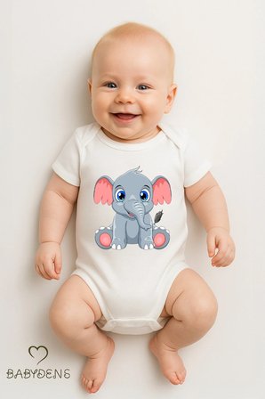 %100 Pamuklu Sevimli Hayvan Figürlü Bebek Body Unisex Çıtçıtlı Tulum Yazlık Kısa Kollu Zıbın Fare