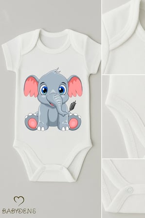 %100 Pamuklu Sevimli Hayvan Figürlü Bebek Body Unisex Çıtçıtlı Tulum Yazlık Kısa Kollu Zıbın Fare