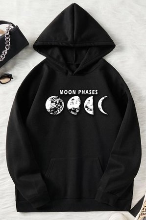 Unisex Moon Phases Baskılı Sweatshirt