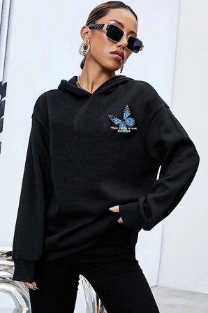 Unisex Kelebek Sırt Baskılı Sweatshirt