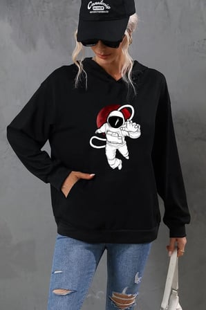 Unisex Astronot Baskılı Sweatshirt