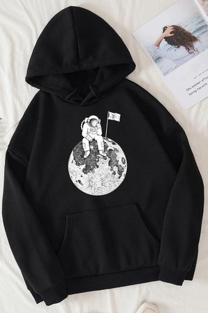 Unisex Astronot Baskılı Sweatshirt