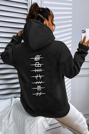 Unisex Ninja Akatsuki Sırt Baskılı Sweatshirt