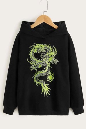 Unisex Chinese Dragon Graphic Baskılı Sweatshirt