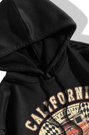 Unisex California Baskılı Kapüşonlu Sweatshirt