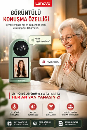 LENOVO 5MP Ekranlı Görüntülü Konuşulabilen Bebek Kamerası Evcil Hayvan ve Yaşlı Bakım Güvenlik Kamerası