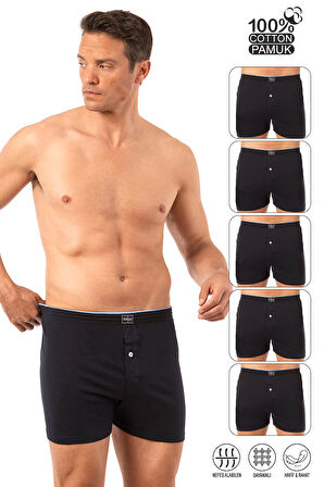Özkan 0041 5'li Paket Erkek %100 Pamuklu Şardonlu Klasik Rahat Kesim Havlu Bel Süprem Penye Boxer