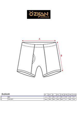 Özkan 0043 5'li Paket Erkek Pamuklu Penye Süprem Kumaş Esnek Rahat Paçalı Don Boxer Külot