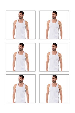 Özkan 0058 6'lı Paket Erkek %100 Pamuklu Ribana Esnek Rahat Sırtı Çapraz Sporcu Rambo Kalın Askılı Atlet