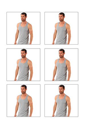 Özkan 0058 6'lı Paket Erkek %100 Pamuklu Ribana Esnek Rahat Sırtı Çapraz Sporcu Rambo Kalın Askılı Atlet