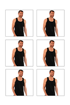 Özkan 0058 6'lı Paket Erkek %100 Pamuklu Ribana Esnek Rahat Sırtı Çapraz Sporcu Rambo Kalın Askılı Atlet