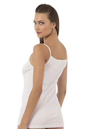 Özkan 0107 3'lü Paket Kadın %100 Pamuklu Ribana Esnek Rahat İp Askılı Örme Atlet