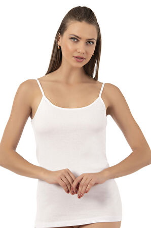 Özkan 0107 6'lı Paket Kadın %100 Pamuklu Ribana Esnek Rahat İp Askılı Örme Atlet