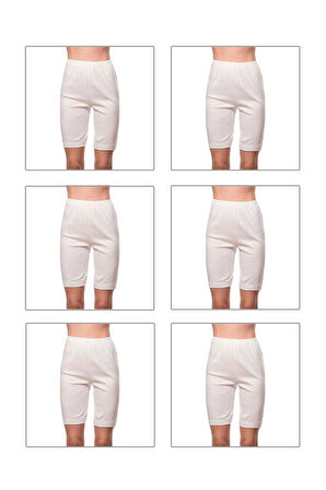 Özkan 0112 6'lı Paket Kadın Pamuklu Ağlı Model Ribana Esnek Rahat Yumuşak Paçalı Diz Üstü Kısa Tayt