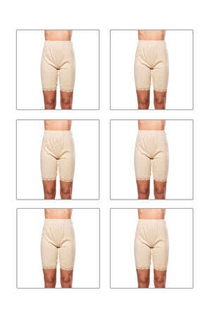 Özkan 0114 6'lı Paket Kadın Pamuklu Ağlı Model Ribana Esnek Rahat Kalıp Yumuşak Paçalı Diz Üstü Kısa Tayt