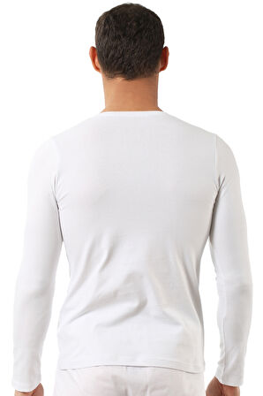 Özkan 0266 6'lı Paket Erkek Penye Likralı Pamuklu Yuvarlak Yaka Uzun Kol Tişört Fanila