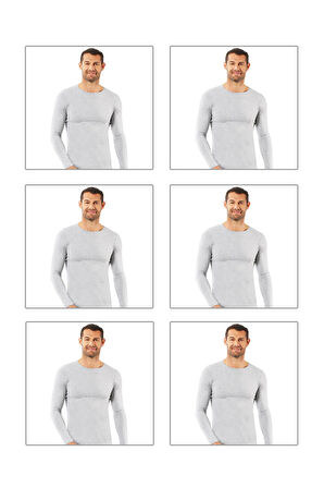 Özkan 0266 6'lı Paket Erkek Penye Likralı Pamuklu Yuvarlak Yaka Uzun Kol Tişört Fanila