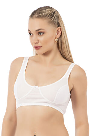 Özkan 0564 3'lü Paket Kadın Pamuklu Ribana Boş Kap Desteksiz Telsiz Balensiz Kalın Askılı Yarım Atlet Sütyen