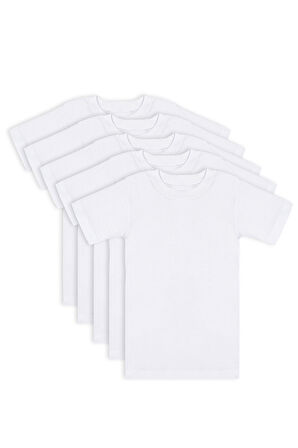 Özkan Underwear Özkan Underwear Özkan 0706 5'li Paket Erkek Çocuk %100 Pamuklu Ribana Esnek Rahat Yarım Kol Kapalı Yaka Fanila T-shirt