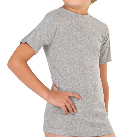 Özkan Underwear Özkan Underwear Özkan 0706 5'li Paket Erkek Çocuk %100 Pamuklu Ribana Esnek Rahat Yarım Kol Kapalı Yaka Fanila T-shirt