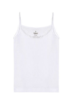 Özkan 0806 5'li Paket Kız Çocuk %100 Pamuklu Ribana Esnek Rahat Yakası Dantelli İp Askılı Atlet