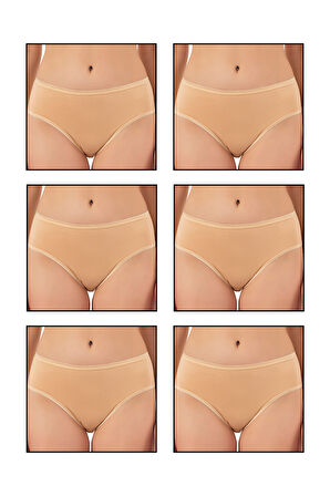 Özkan 6121 6'lı Paket Kadın Pamuklu Likralı Süprem Yüksek Bel Bato Külot