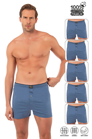 Özkan 0041 5'li Paket Erkek %100 Pamuklu Şardonlu Klasik Rahat Kesim Havlu Bel Süprem Penye Boxer
