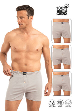 Özkan 0041 3'lü Paket Erkek %100 Pamuklu Şardonlu Klasik Rahat Kesim Havlu Bel Süprem Penye Boxer