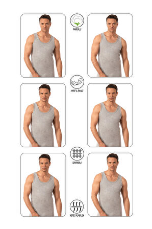 Özkan Underwear Özkan 0050 6'lı Paket Erkek %100 Pamuklu Penye Süprem Kalın Askılı Atlet