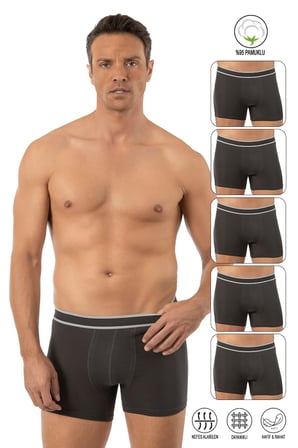Özkan 11226 5'li Paket Erkek %95 Pamuklu Likralı Süprem Kumaş Esnek Rahat Boxer Şort