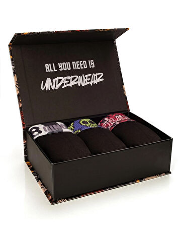 SKULL Premium Kutulu 3'lü Erkek Boxer