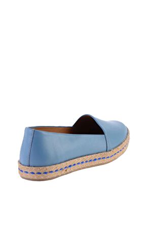 Bambi Mavi Hakiki Deri Kadın Espadril K01802021803