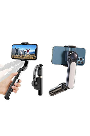 Gimbal Mini Stabilizatör Dolgu Işıklı Selfie Çubuk Tripod Kumandalı Sabitleyici Video Fotoğraf Çekim