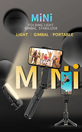 Gimbal Mini Stabilizatör Dolgu Işıklı Selfie Çubuk Tripod Kumandalı Sabitleyici Video Fotoğraf Çekim