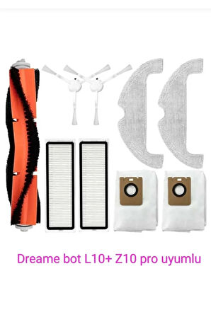 Dreame bot Z10 Pro ve L10 Plus + uyumlu yedek fırça filtre toz torbası