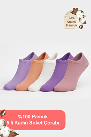 Nisanca %100 Pamuk Birinci Kalite Penye Çorap Seti -Kadın 5'li Patik Çorap Seti