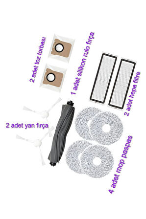Dream L10S Ultra uyumlu yedek fırça filtre mop paspas yedek parça seti