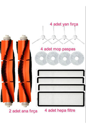 Xiaomi S10 plus X10 plus Dreame L10 ultra yedek filtre fırça mop seti Uyumlu