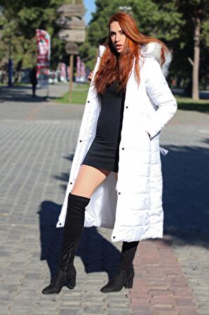 Barbora Günlük Kışlık Tam Boy Şişme Kadın Mont bt180beyaz2