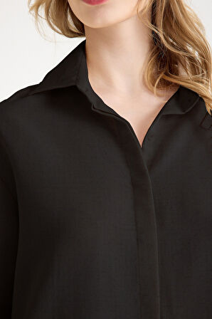 Yazlık Gömlek Pantolon İkili Siyah Keten Takım